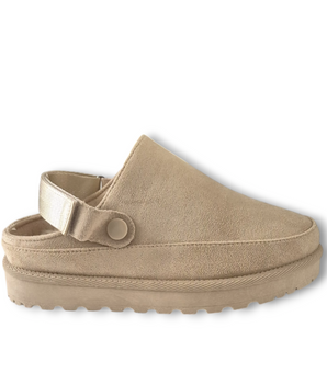 Pantoffel met enkel band beige